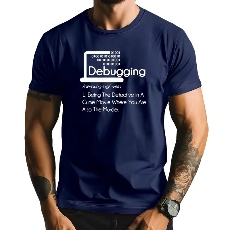 

Debugging Definition T-Shirt Programmers Coding Gift Cotton T Shirts Men's Short Sleeve Tees Round Collar Vintage Big Size