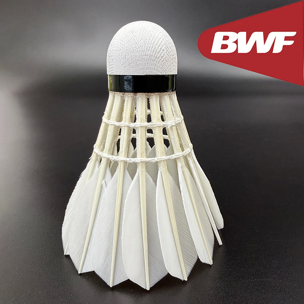 Top Grade Goose Broad Feather BWF Approved Badminton Shuttlecock With 3 Layers Cork For Tournament