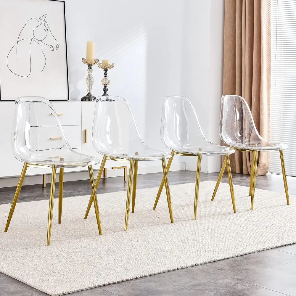 

Acrylic Dining Chairs Set of 4 - Modern Plastic Chairs for Indoor or Outdoor Use