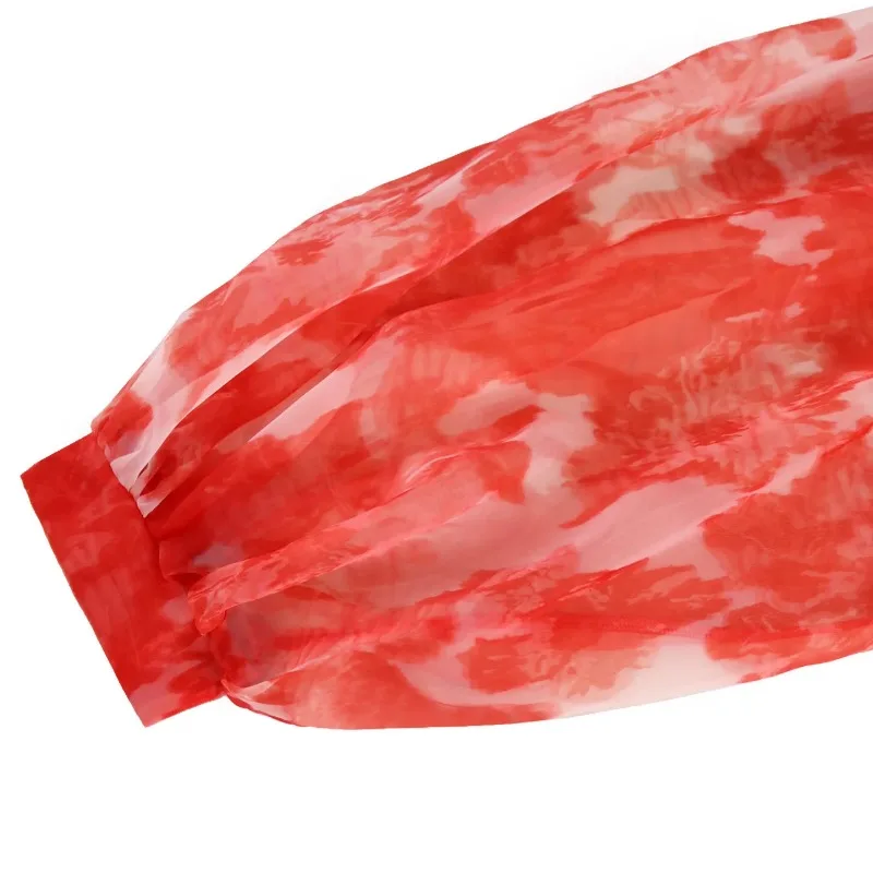 Dostosowana wiosenna i jesienna lekka sukienka z długim rękawem i rękawami w kształcie lampionu Bankietowa duża sukienka w kształcie litery A