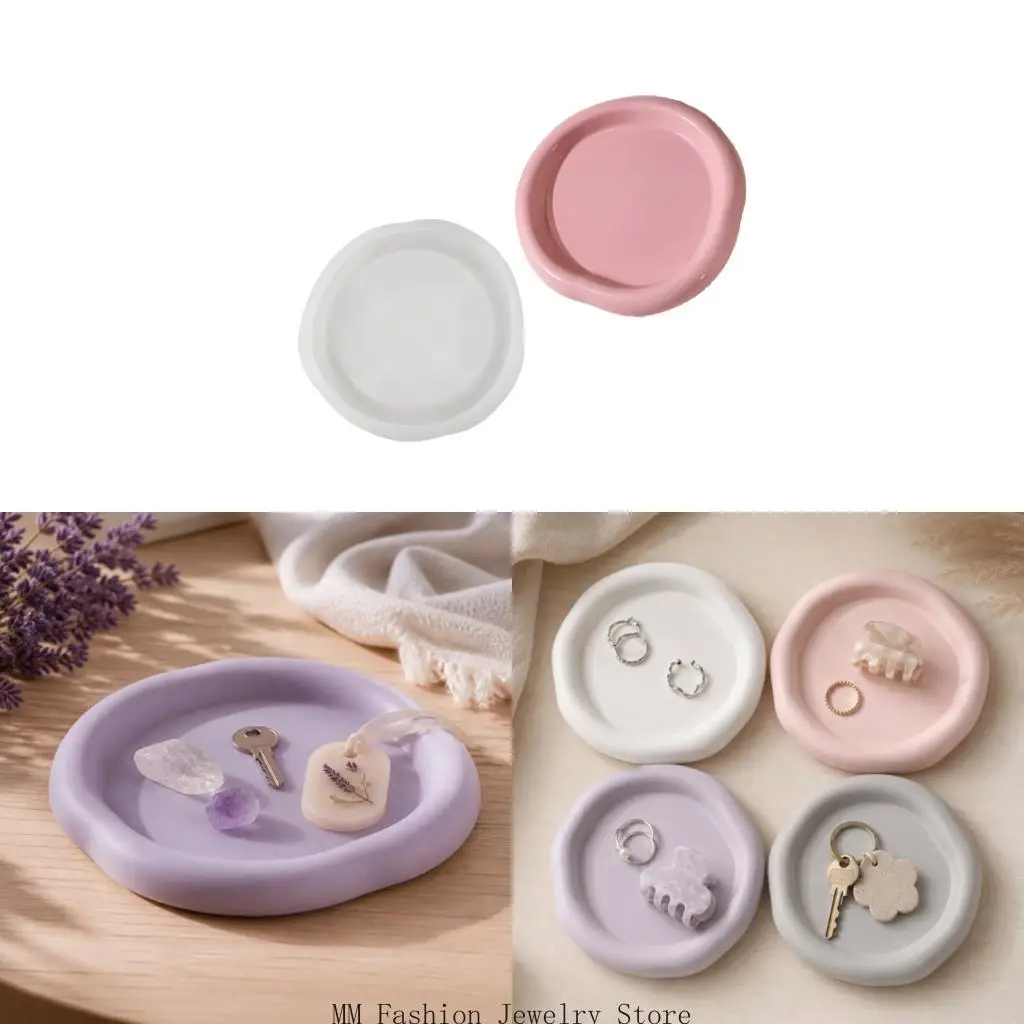 Irregular Round Silicone Tray Mold for Resin Casting, Flexible 16.7 x 15.9 Mold for Jewelry Tray Making, Jewelry Dish Crafts
