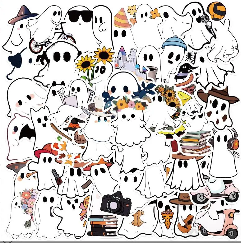 10/30/50pcs Halloween Cute Ghost Graffiti Stickers For Suitcase Skateboard Laptop Luggage Phone Car Styling DIY Decal Pegatinas