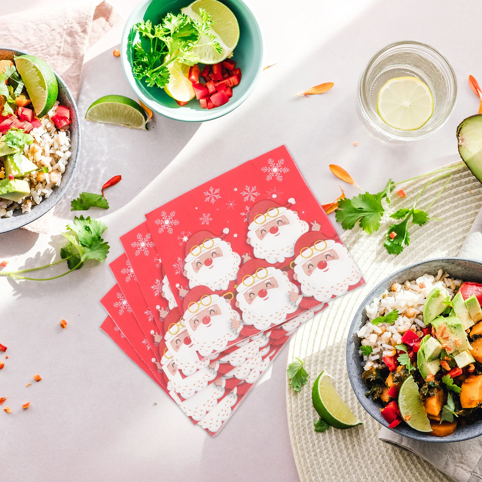 

40pcs Double Layered Thick Christmas Napkins Red Disposable Paper Large Durable Absorbent For Holiday Party Wedding Decorations