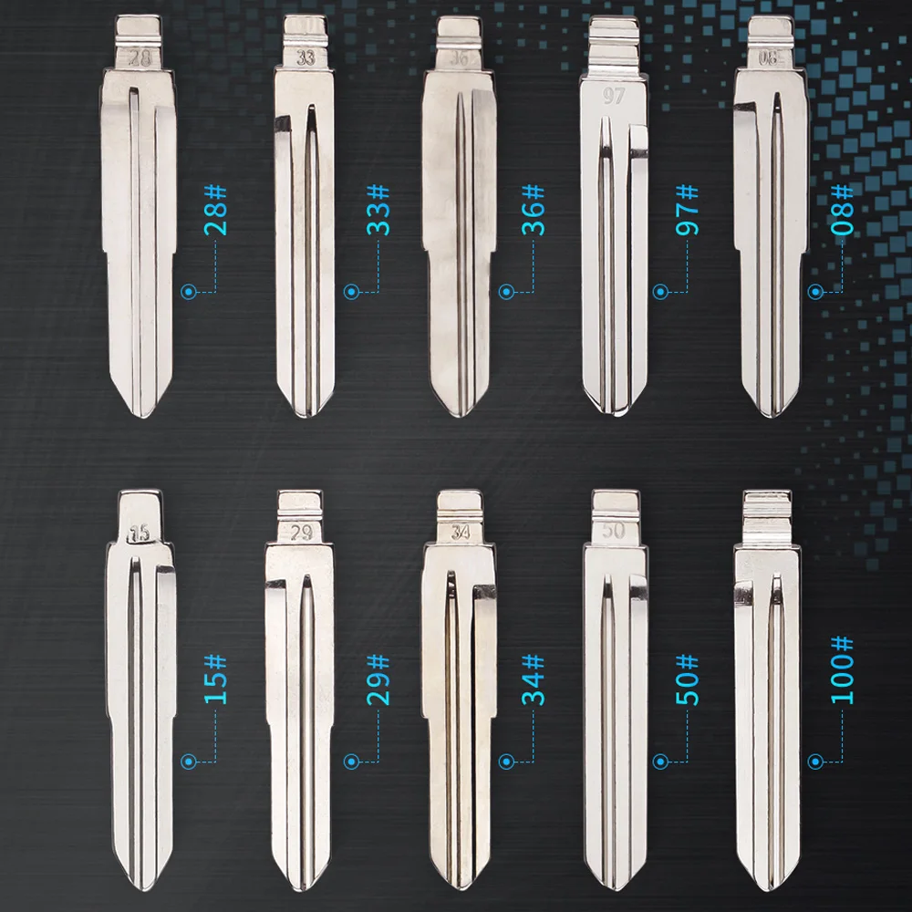 

KEYYOU 10PCS Metal Car Key Blade 08# 15# 28# 29# 36# 50# 97# 33# 34# KD For Hyundai Tucson Accent Getz Matri Sonata Santa fe Kia