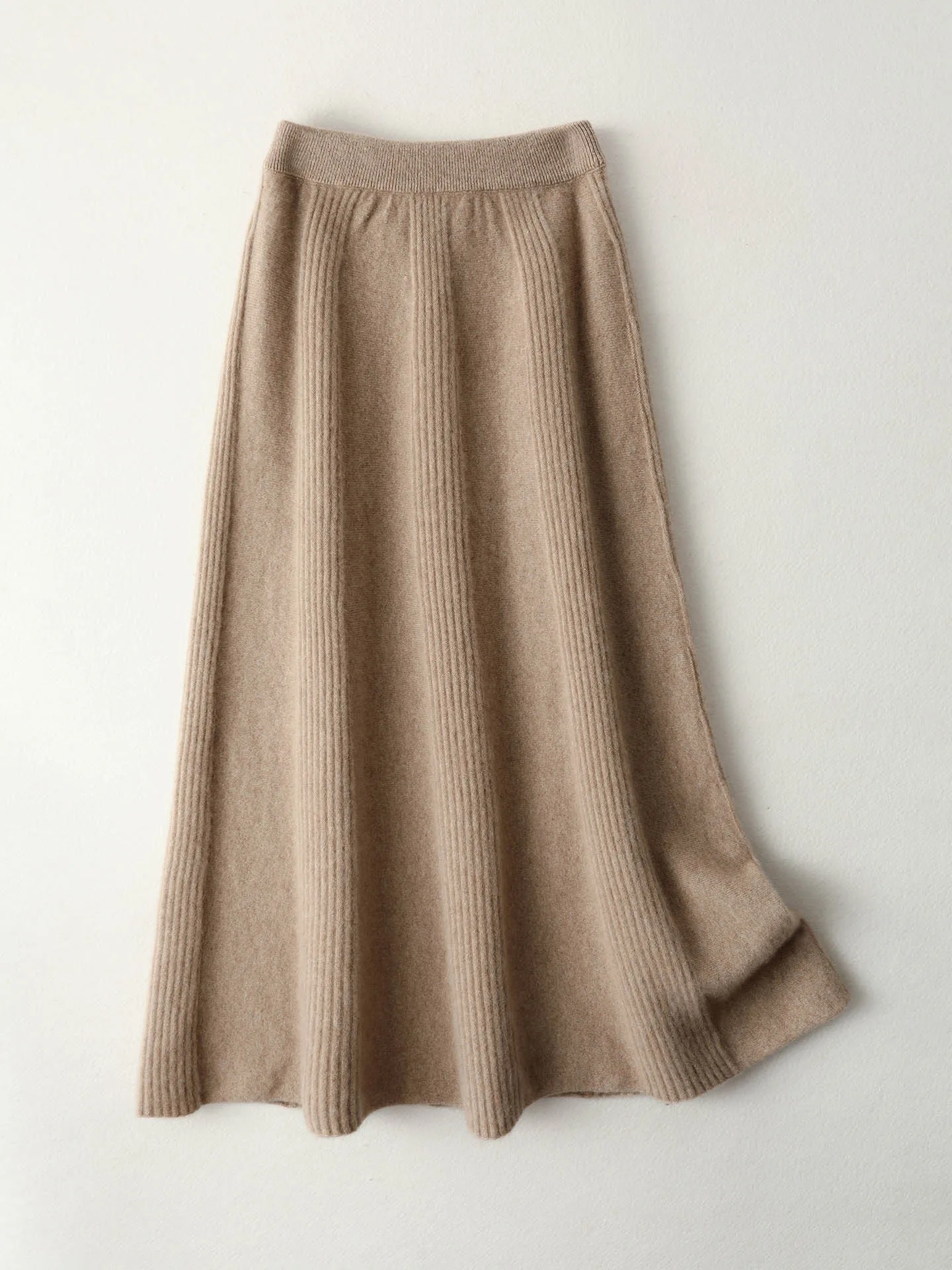 

New Fashion Woman 100% Merino Wool Skirt Elegant Female Autumn Winter Knitwear Ladies Thick Clothing Bottom Striped Dress
