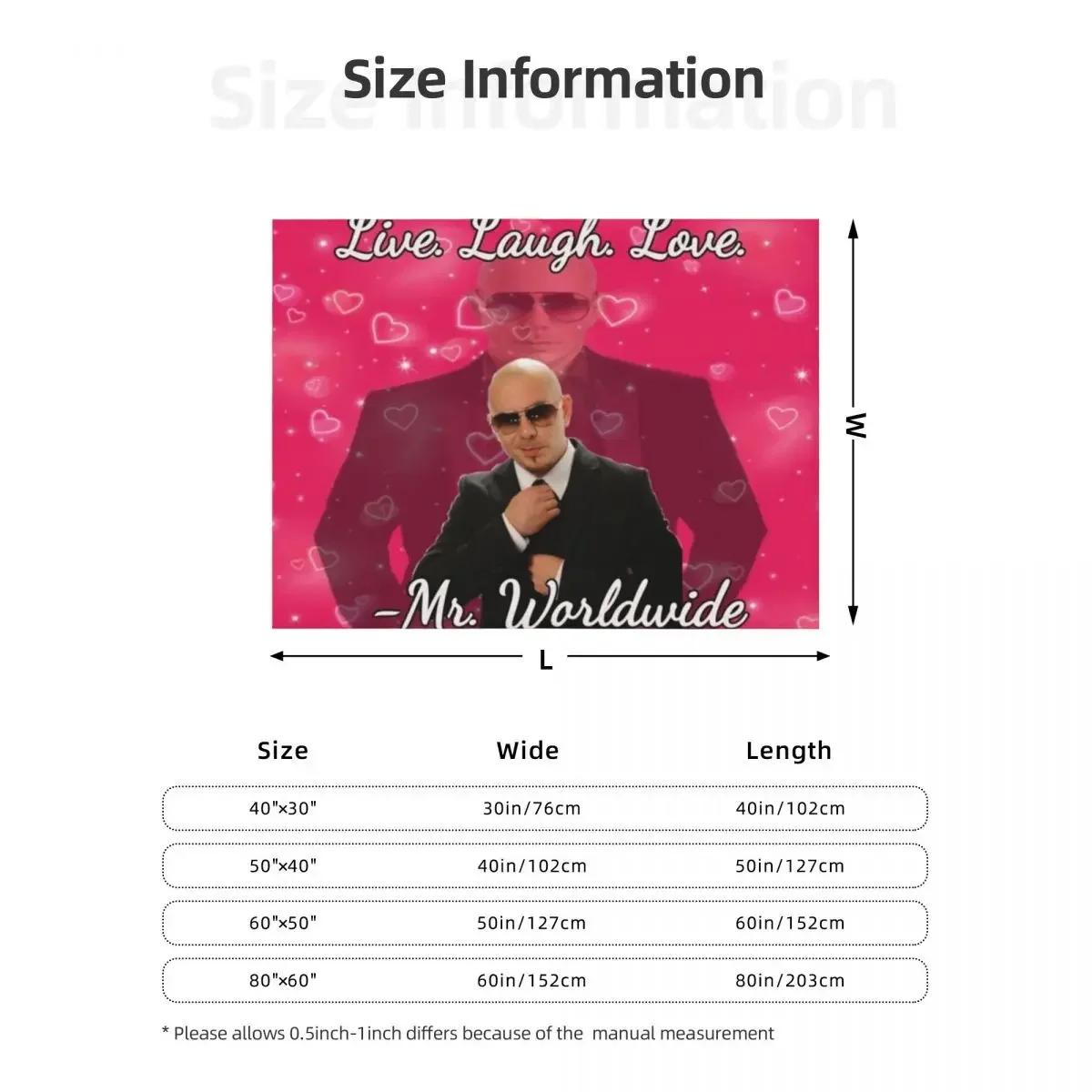 mr worldwide live. laugh. love. Throw Blanket Retros Stuffeds Vintage funny gift Blankets