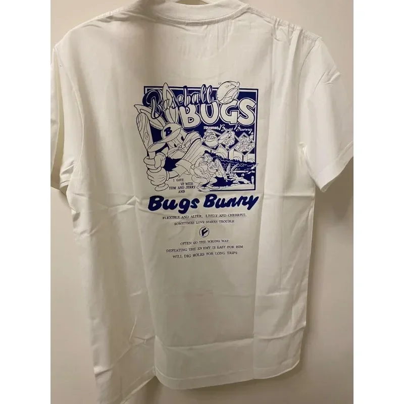 

2024 New Summer 2 Bugs Bunny Joint Short Sleeve Men's and Women's Loose T-shirt Lovers Pure Cotton Printing New