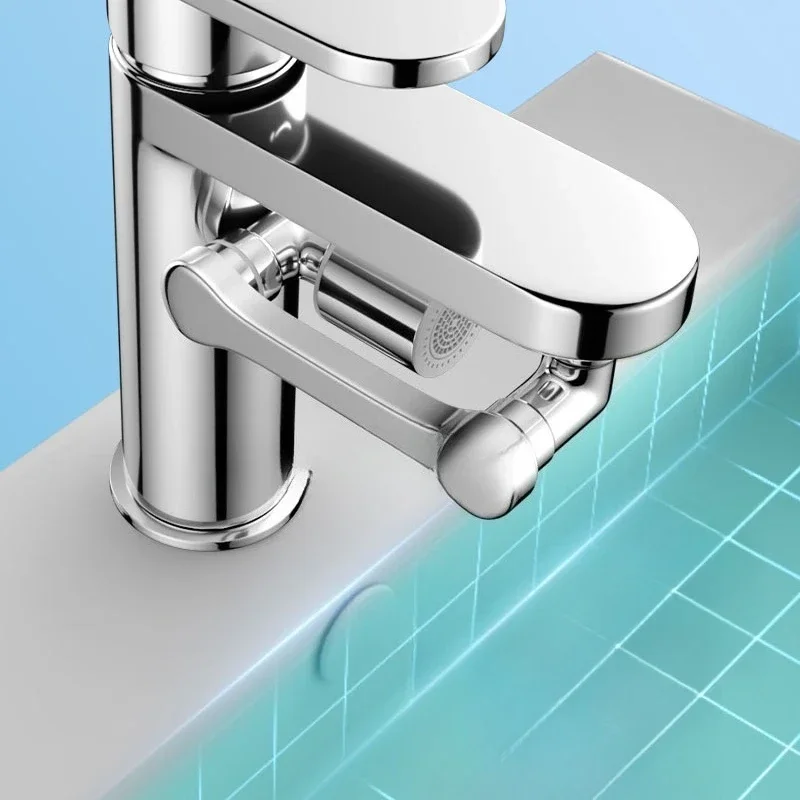 1080° Rotating 2-mode Faucet Nozzle Faucet Stainless Steel Arm Extension Faucet for 22/24MM Threaded Faucets