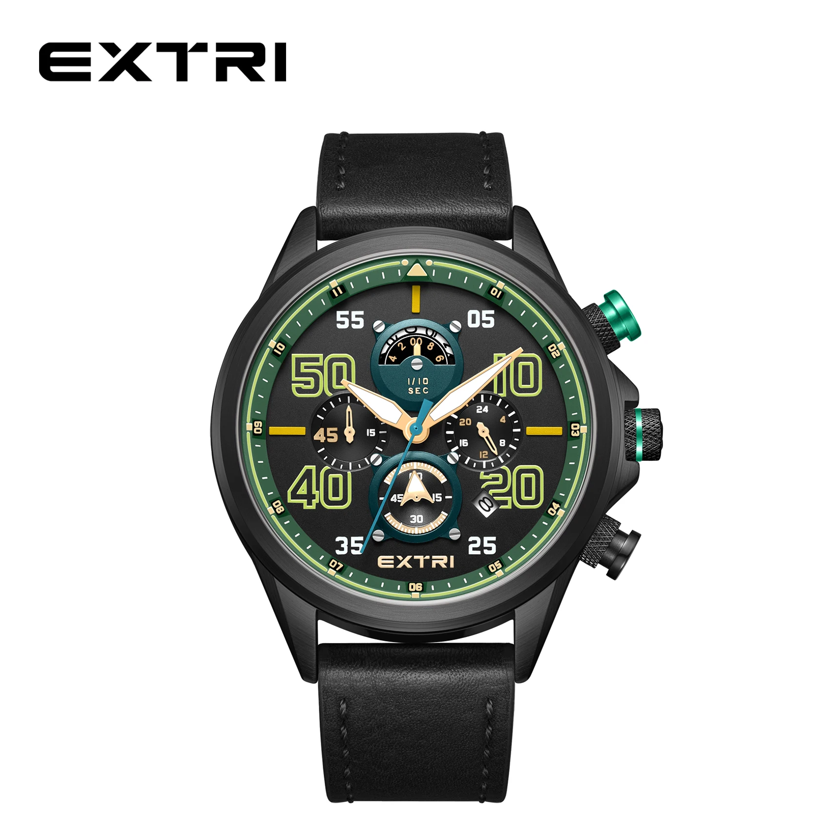 Extri 2023 New Hot Sale Multifunctional Waterproof Classic Sport Men's Watches Leather High Quality Quartz Clock Watches