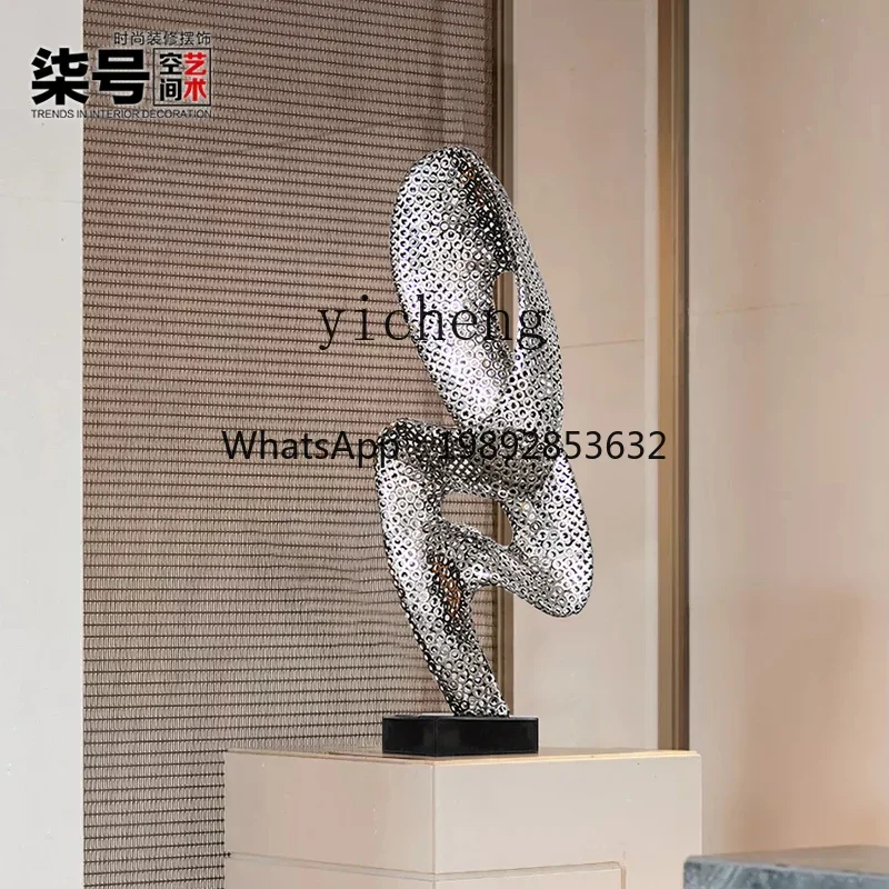 1L7-15 stainless steel ornament hotel lobby living room abstract metal decoration large floor art sculpture