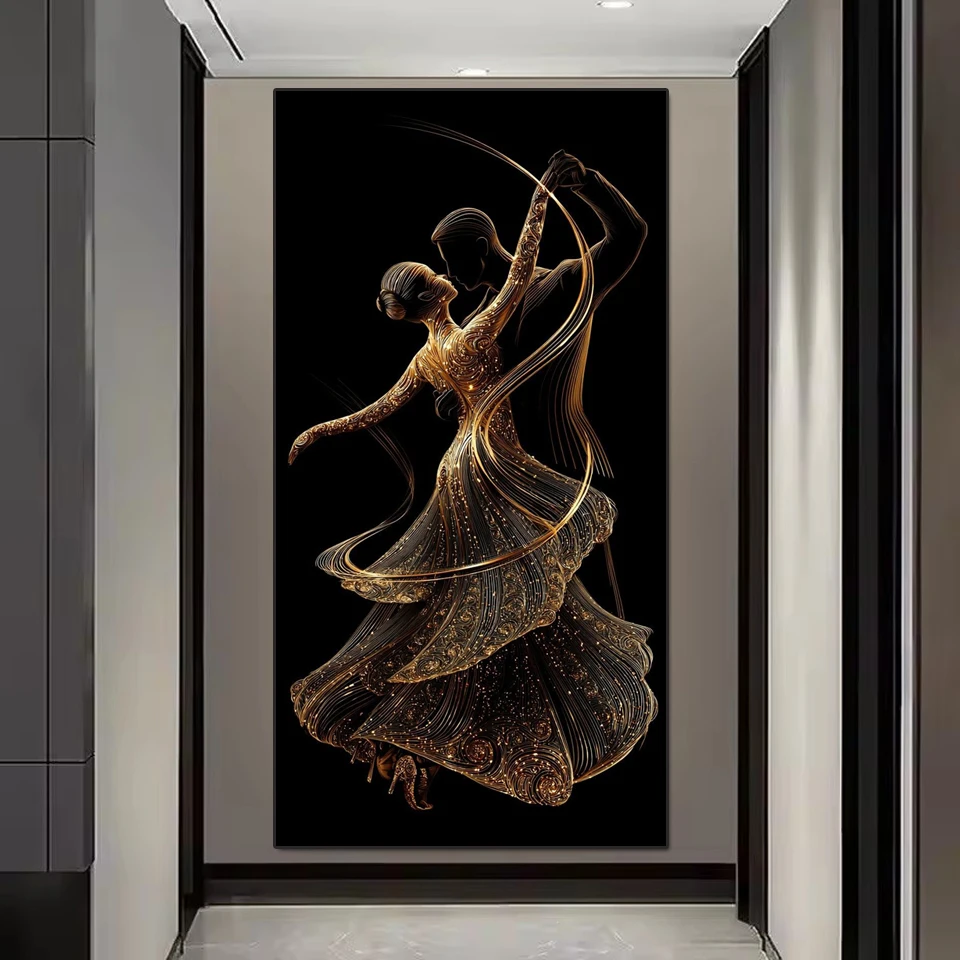 Full Square/Round 5D Diamond Painting 2026 Abstract Black Gold Romantic Couple Diamond Embroidery Mosaic Cross Stitch Kit Art