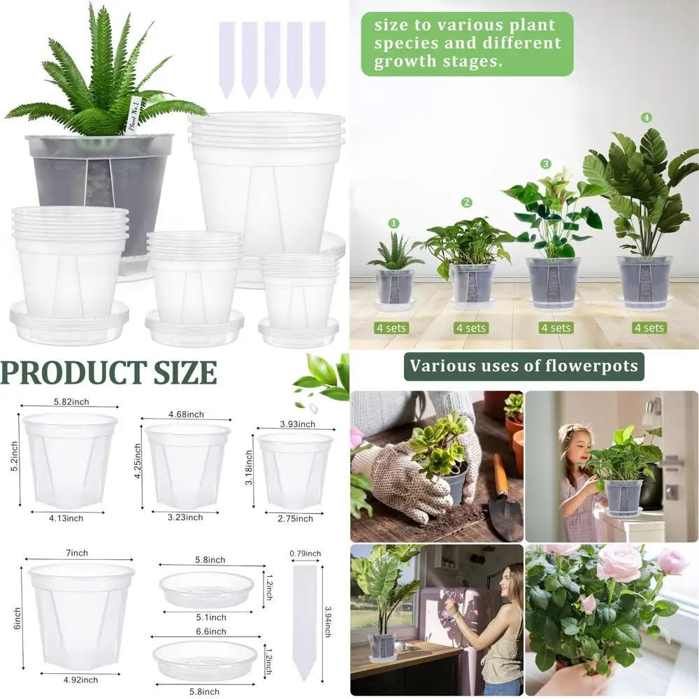 

32Pcs Orchid Pot with Holes Plastic Pots for Plants with Trays 4/5/6/7 inch Clear Nursery Pots with Drainage Holes, Orchid Plant