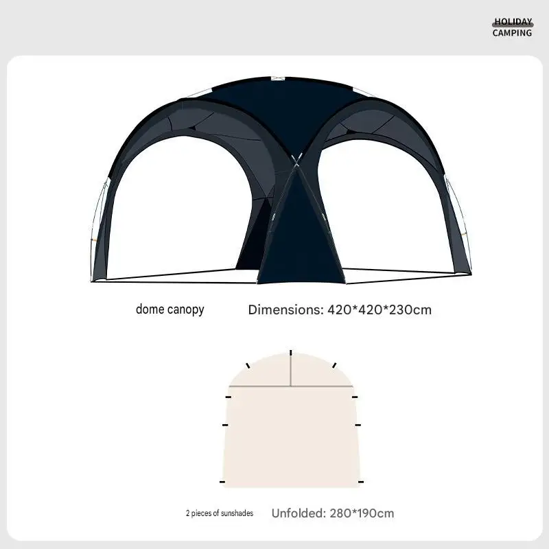 Waterproof Single Layer Folding Awning Sunscreen Dome Canopy Tent Multi-Use Outdoor Camping Equipment for Glamping