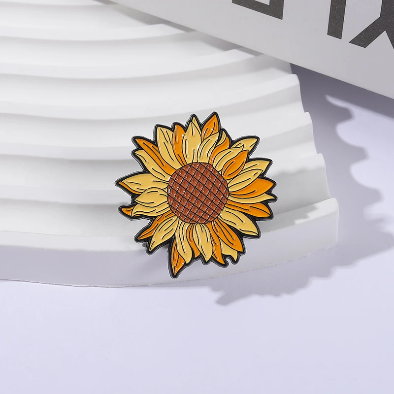 Beautiful Sunflower Brooch Enamel Pins Romantic Floral Metal Brooches Decoration Backpack Badge Jewelry Gifts for Flower Lovers view 3