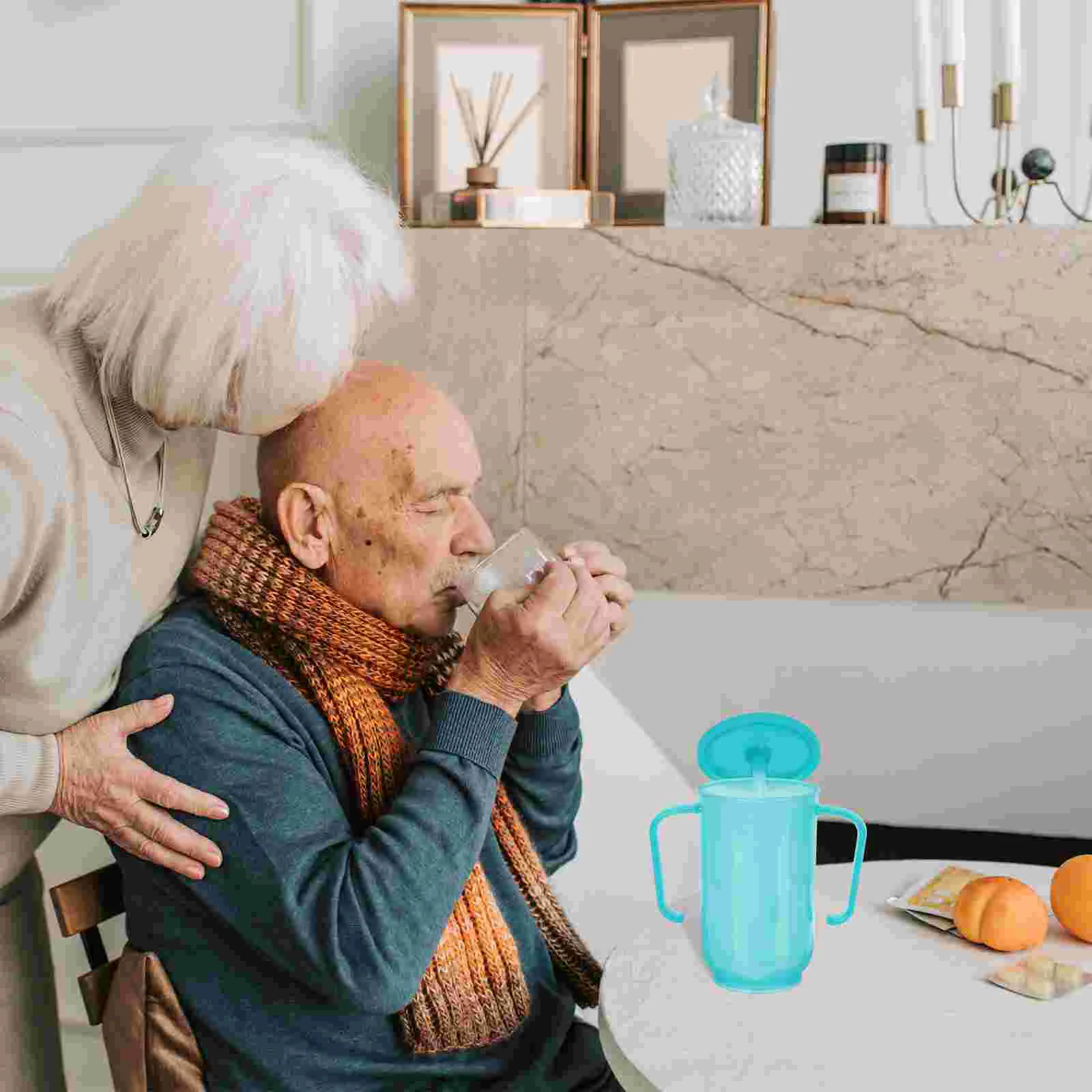 Anti-choking Water Cup Portable Straw Cups for Adults Old People Mug Aldult Disabled Products Plastic Sippy Elder The Gift