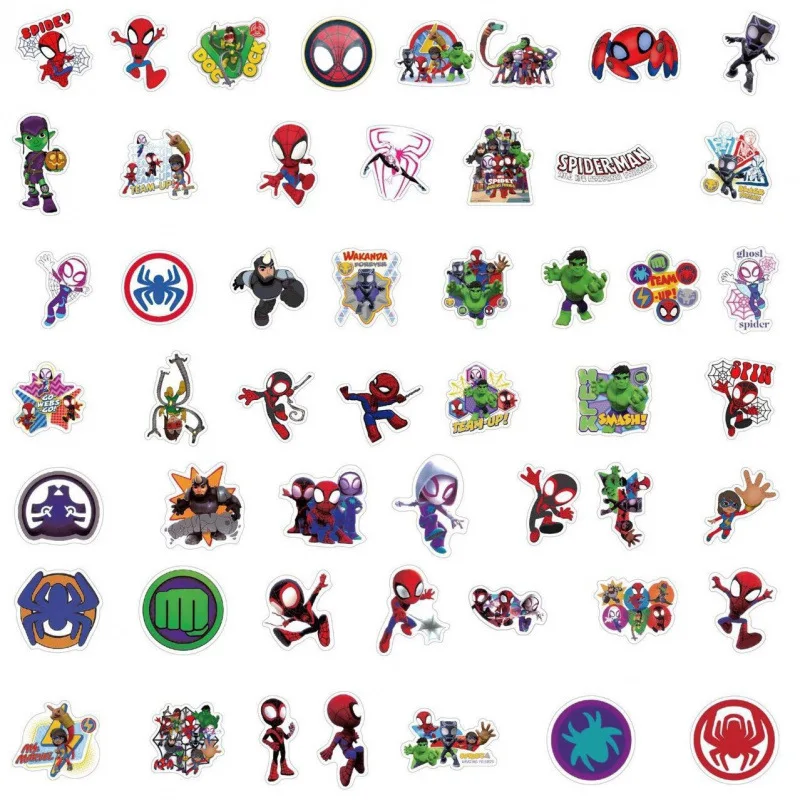50pcs Kawaii Sticker Spidey and His Amazing Friends Cute Children DIY Anime Card Sticker Paste Cute Holiday Birthday Boys Gifts view 3