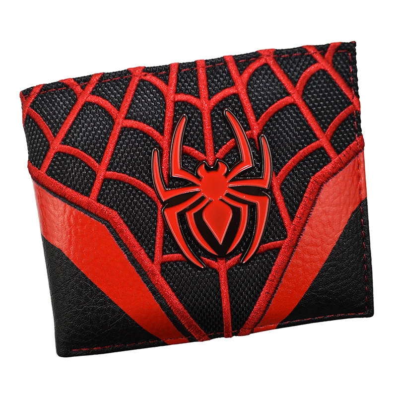 High Quality Metal Design Comics Marvel Wallet Spiderman Purse PU Leather with Zipper Coin Pocket