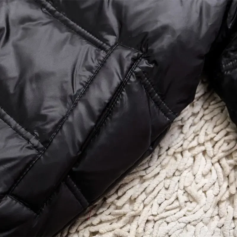 معطف الشتاء النساء معاطف الشتاء أسفل سترة المرأة موضة جديدة قصيرة الأبيض بطة أسفل كبيرة الفراء طوق مقنعين سترة دافئة #6