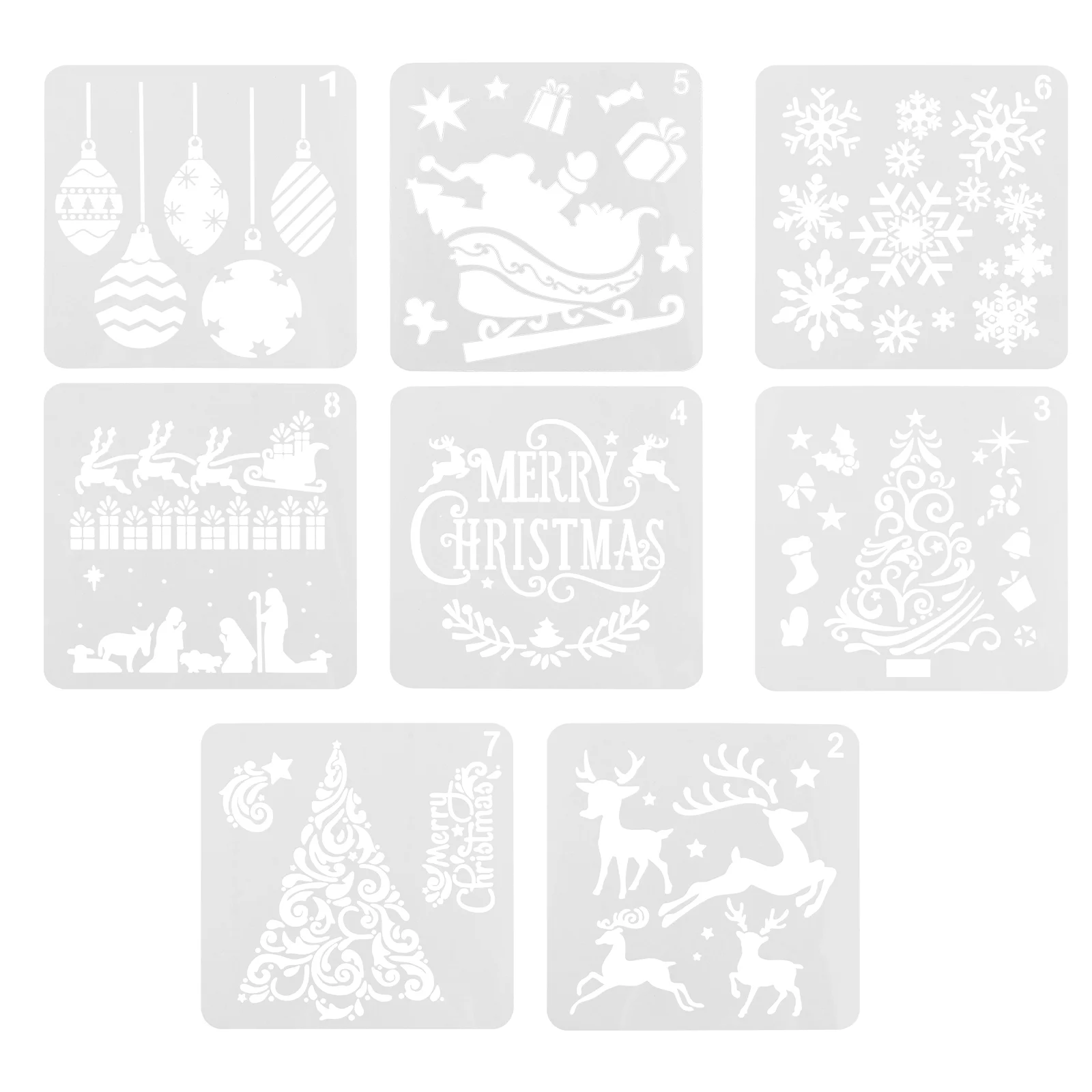 8 Pcs Christmas Painting Stencils Template Hollow Drawing Templates Animal Kids