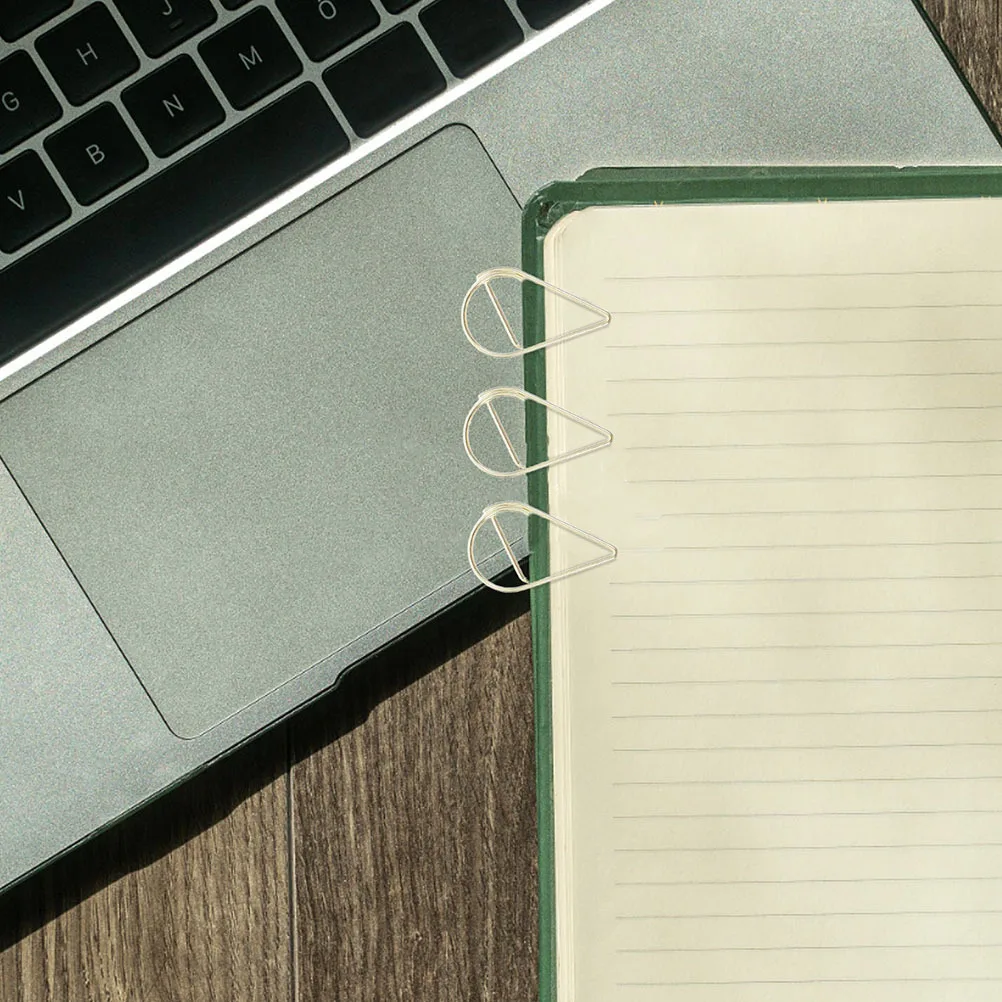 200Pcs Waterdrop Paper Clips Gold Metal Teardrop Shaped Small Clips for Documents Notes Office School Home Use Bulk Creative