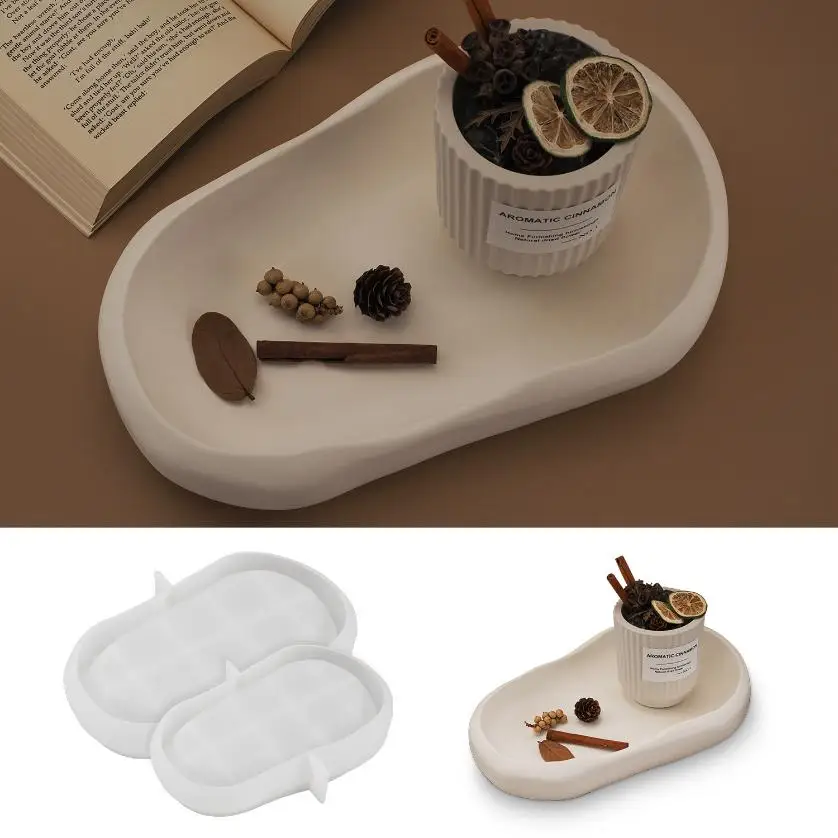 1 Pcs Irregular Oval Pallet Concrete Mold Storage Tray Home Decor Storage Tray Epoxy Resin Mold Nut Storage Plate Cement Mold