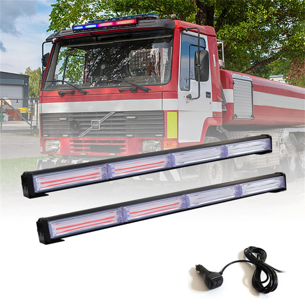 Auto En Vrachtwagen Waarschuwingslampje Cob Lange Stroboscoop Licht Auto Fitting Medium Mesh Dak Led Waarschuwing Licht Strobe Licht Weg Indicator