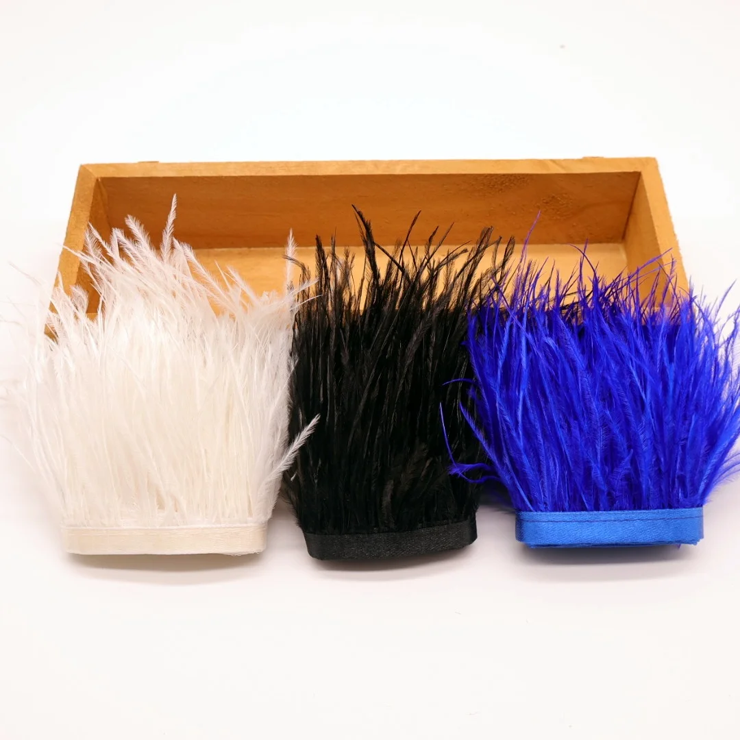 1/2/5/10 metri Piuma di struzzo nera Trim 8-10 cm Morbida soffice piuma Frangia per abbigliamento Abito da sposa Decorazione del costume