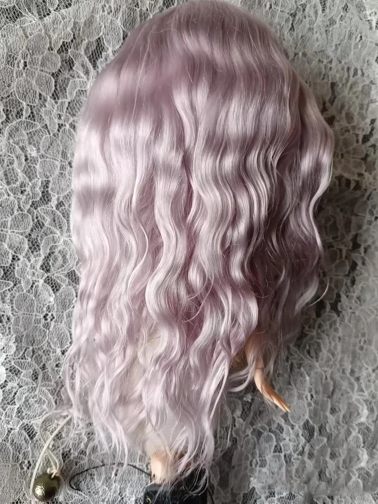 BJD Blythe wig Russia Mohair Light Pink Purple Waves roll Fit 9-10inch head circumference Qbaby