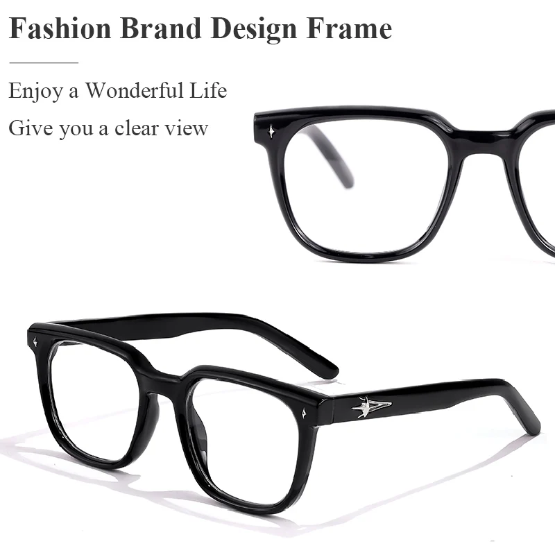 HBK New Square Fashion Glasses Frames Men Brand Design TR90 Big Optical Frames Eyewear Women Business Reading Transparent Lens
