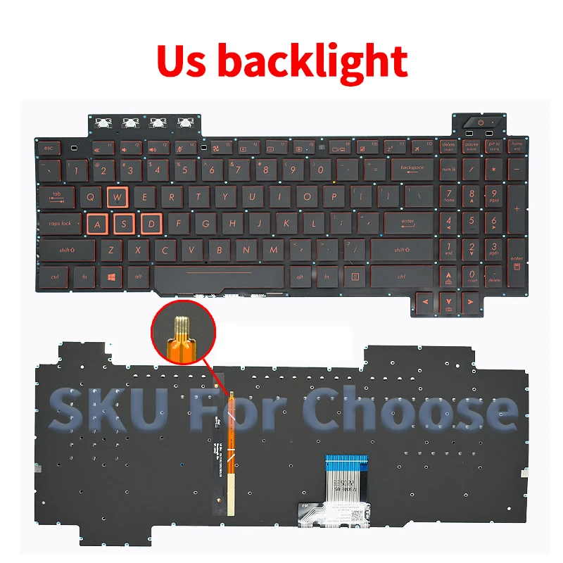 US Replace Keyboard For FX80 FX504 FX80G FX80GD FX504G FX504GD FX504GE FX80GE FZ80G FX505 FX505G FX95G/D FX705