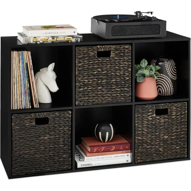 6-Cube Storage Organizer, 13.5in Shelf Opening, Bookcase, Display Shelf, Customizable w/ 3 Removable Back Panels