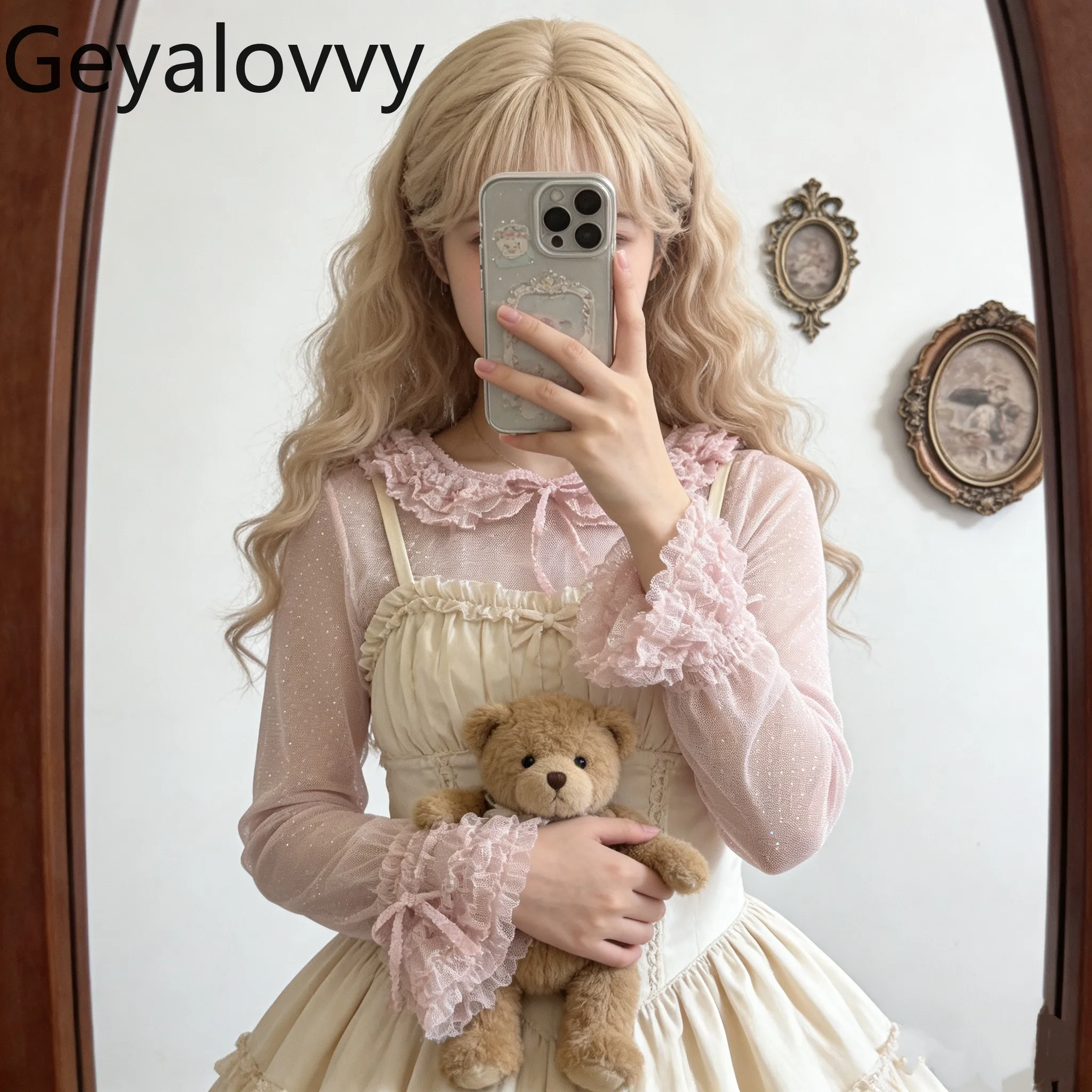 

Spring and Summer Women's Tops 2026 New Lolita Style Base Shirt Solid Color Elegant Blouses Femme Fashion Long Sleeve Top