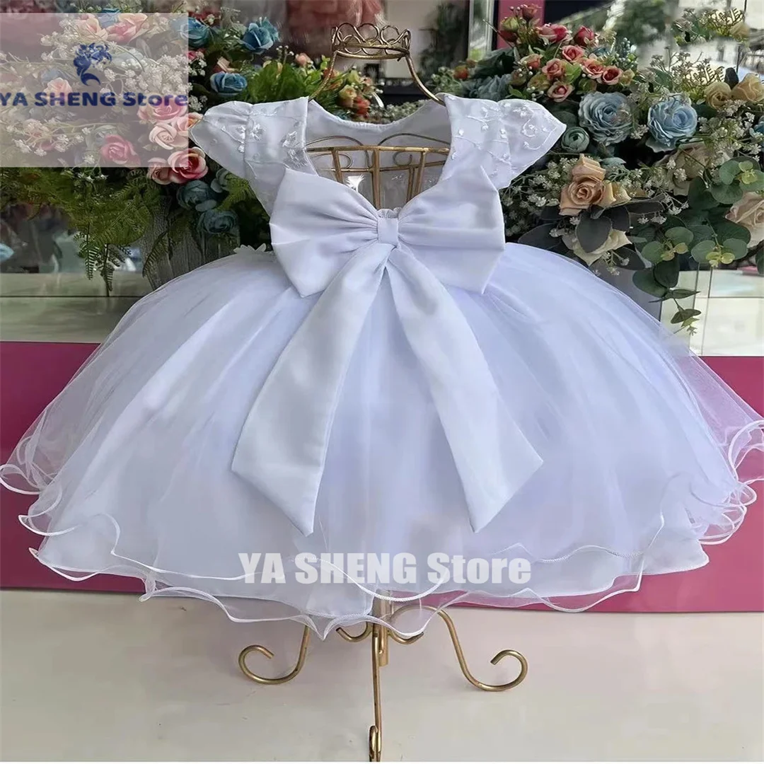 Vestido de tul con apliques de mariposa 3D para niña, vestido de flores hinchadas para boda con lazo, vestidos de baile de primera comunión, vestido de cumpleaños para niños