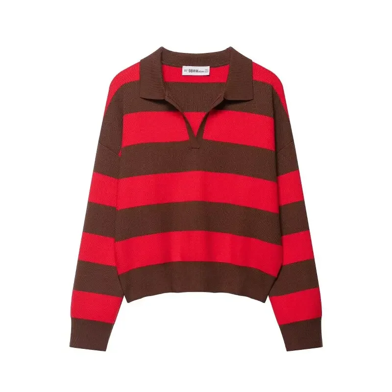 

Черный, красный, свитер с длинными рукавами в горизонтальную полоску, осенний мягкий шикарный трикотаж с отложным воротником, женские топы, женский пуловер, свитер
