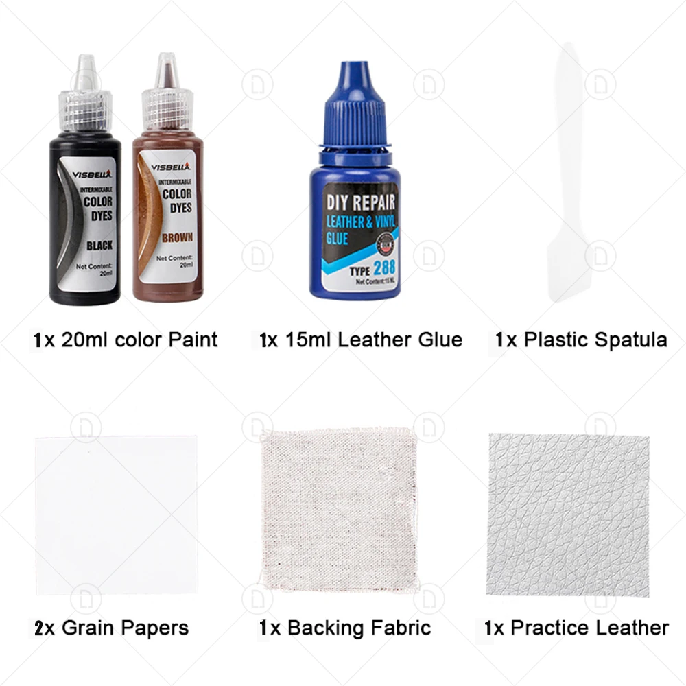 Vinyl And Leather Repair Kit For Furniture Sofa Jacket Car Seat Purse Black Brown PU Leather Paint Gel Repair Tears & Burn Holes