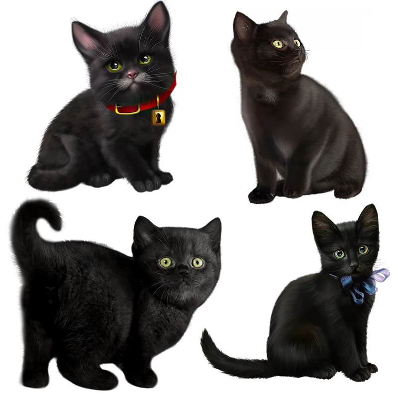 Three Ratels CM42 Schöne glückliche schwarze Katze, Heimdekoration, Wandaufkleber, Geschenk für Kinder, Kühlschrank, Toilette