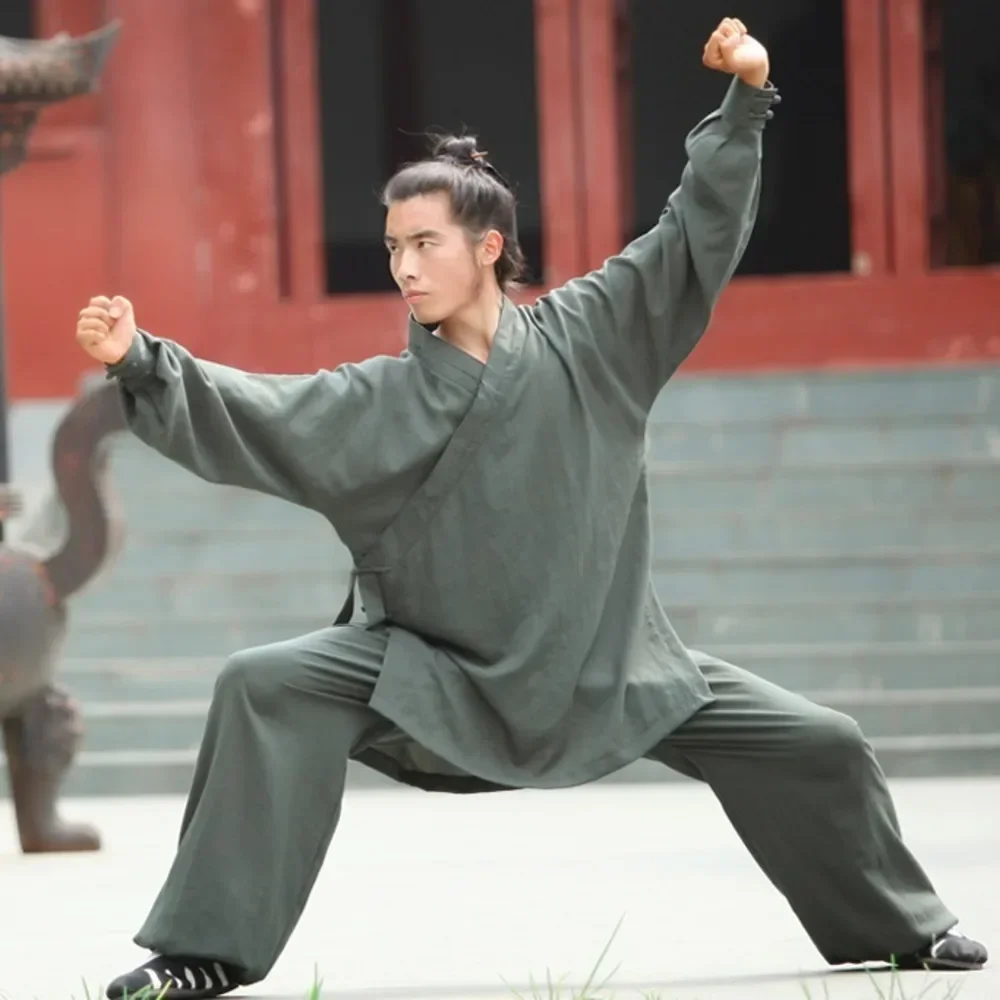 عالية الجودة القطن الكتان الملابس مجموعات الرجال النساء تاي تشي دعوى ممارسة الملابس فنون الدفاع عن النفس موحدة الطاوية الكونغ فو بلوزات + السراويل