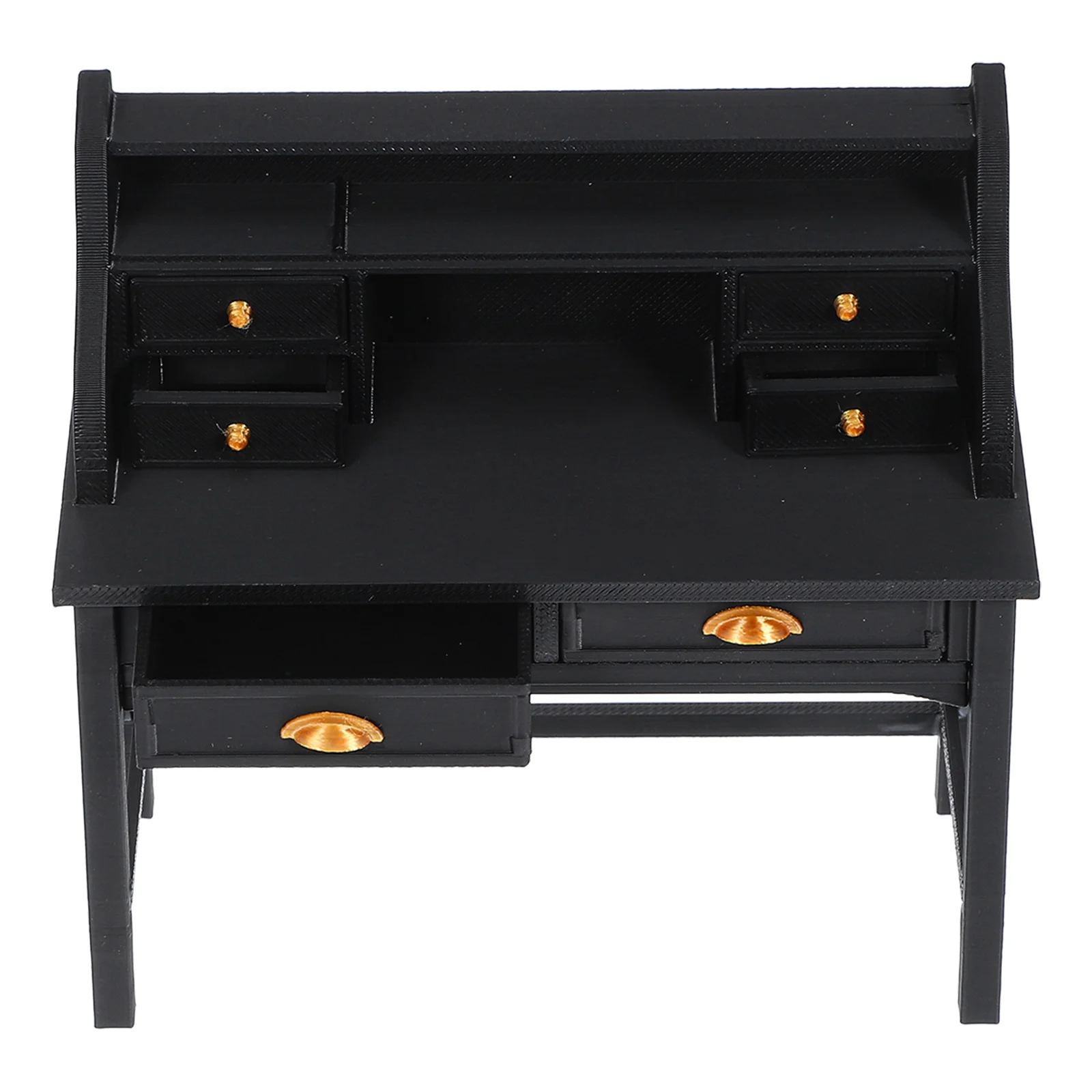 Mesa de casa de bonecas em miniatura, escala 1:12, com gaveta, detalhamento realista para estudo, biblioteca, cena, configuração de jogo de simulação