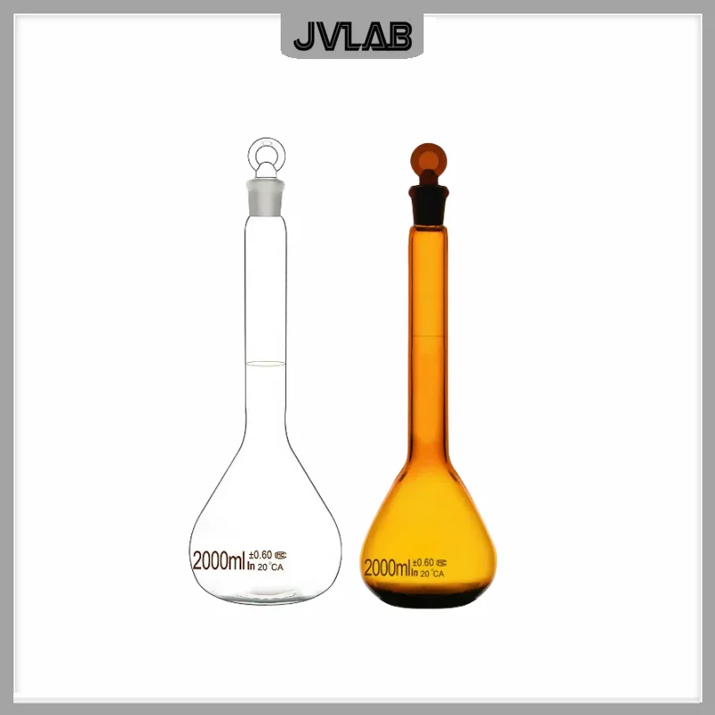 Glass Volumetric Flask Transparent Container Bottle Brown Flask With Glass Plug 2000 mL Grade A