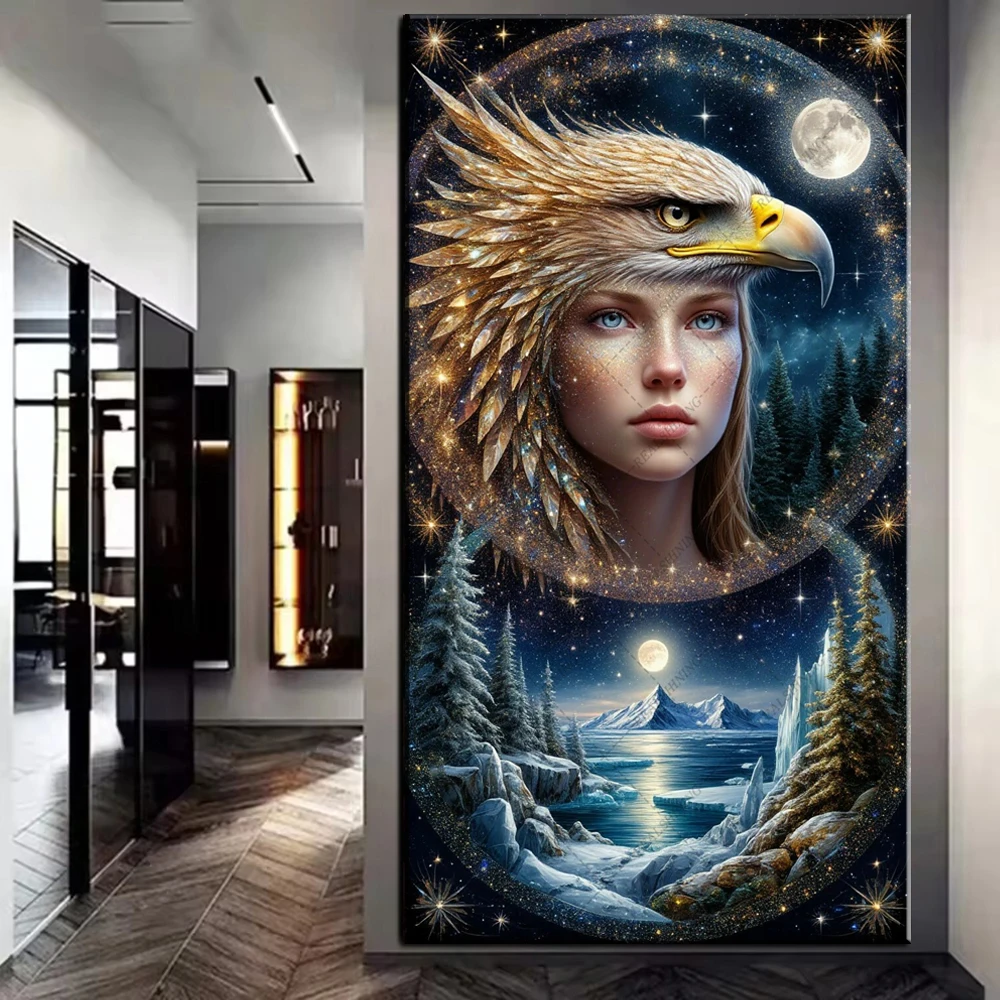 

Большой фэнтезийный женский орл пейзаж 5D Diy алмазная живопись новый 2025 Diy подарок ручной работы вышивка крестиком полная дрель мозаика вышивка