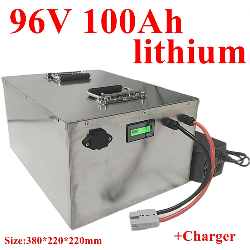 RT waterproof 96v 100Ah lithium ion Rechargeable battery li ion for Excavatorvehicle RV AGV Forklift boat inverter + 10A Charger