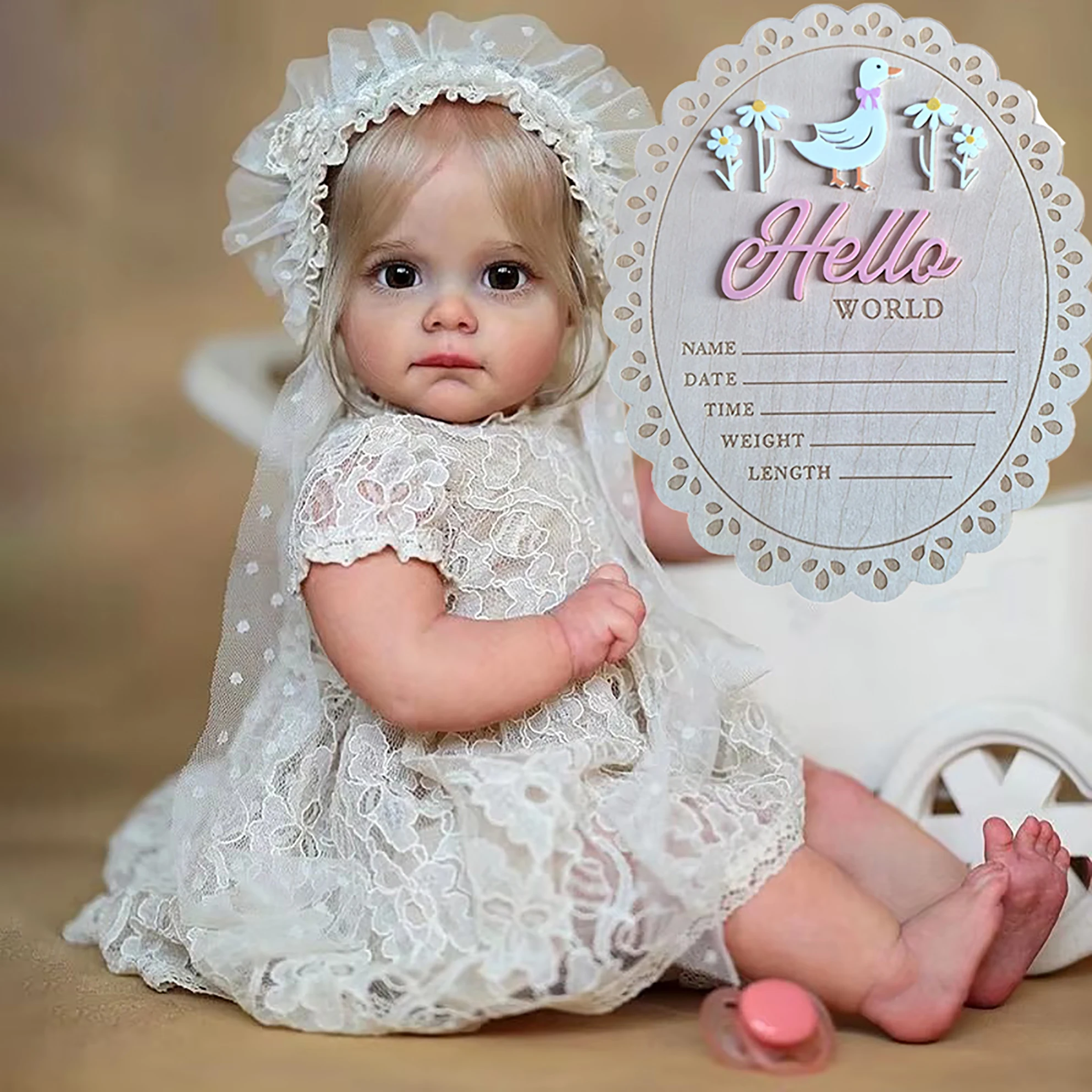 

22-Inch Lifelike Reborn Doll Handmade Soft Vinyl, 3D Painted Movable Limbs, Realistic Companion Doll Holiday Gift W-2142
