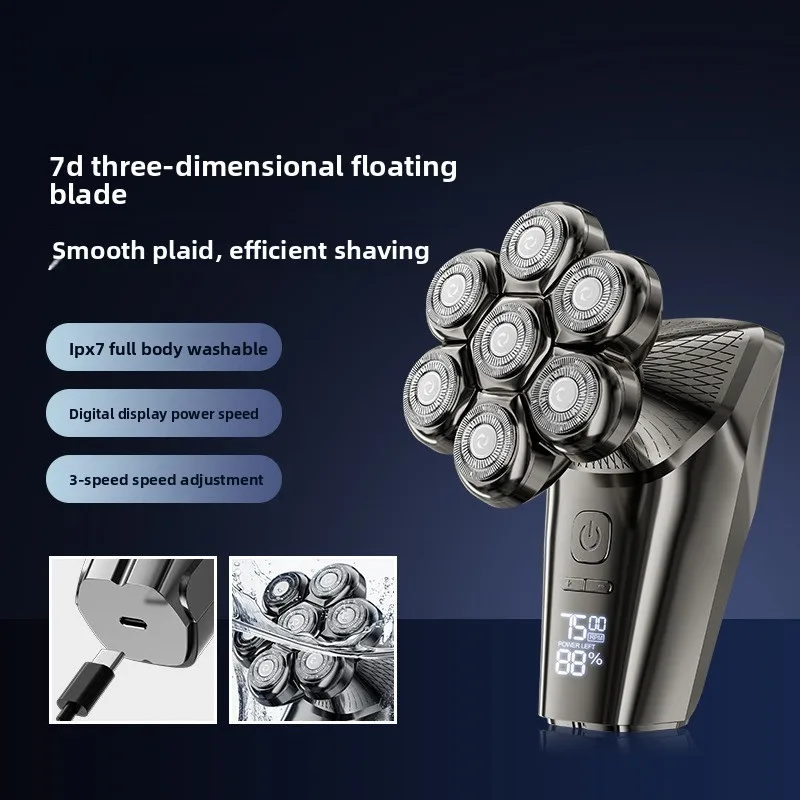 

Электрическая бритва с семью ножными головками, перезаряжаемая мытая электрическая машинка для стрижки лысины