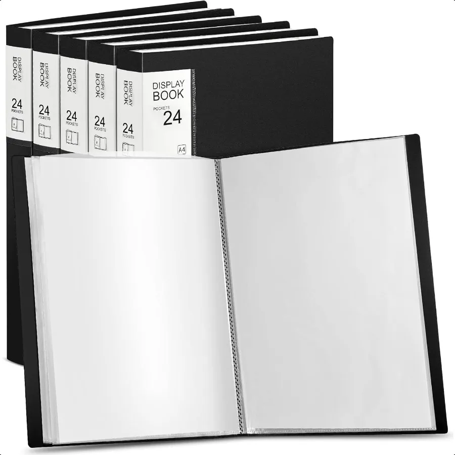 

6 Pack Binder with Plastic Sleeves 24 Pocket Art Portfolio Presentation Book Binder 8.5 x 11 Inch Art Portfolio Folder with Cle