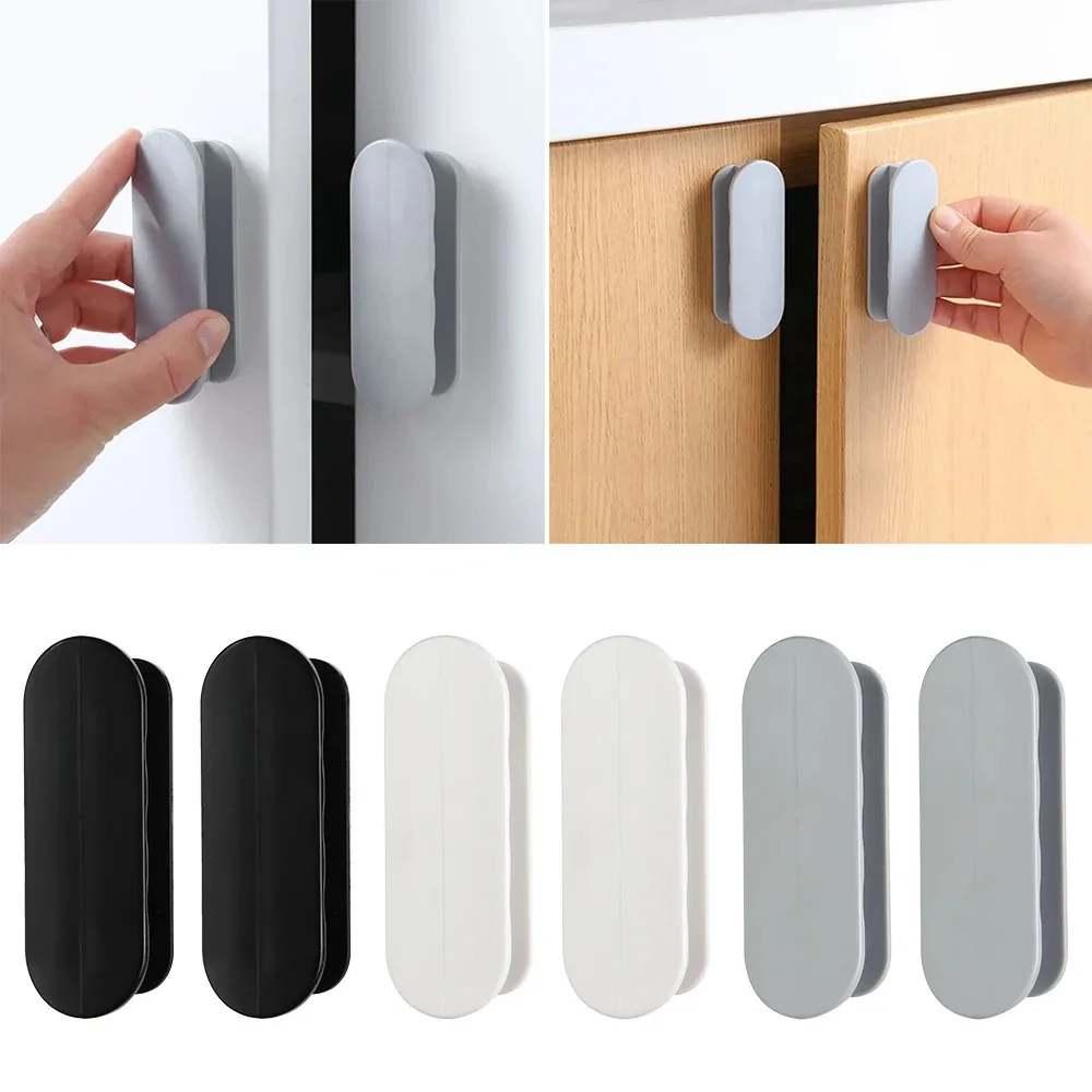 2pcs/1pair Multipurpose Cabinet Knob Furniture Knobs Plastic Self Adhesive Door Handles Wardrobe Pulls Door Security Hardware