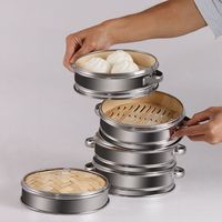 Bamboo Round Kitchen Dim Sum Dumpling Stainless Steel Food Steamers Cage Steaming Rack Steamer Cage Kit Steaming Grid