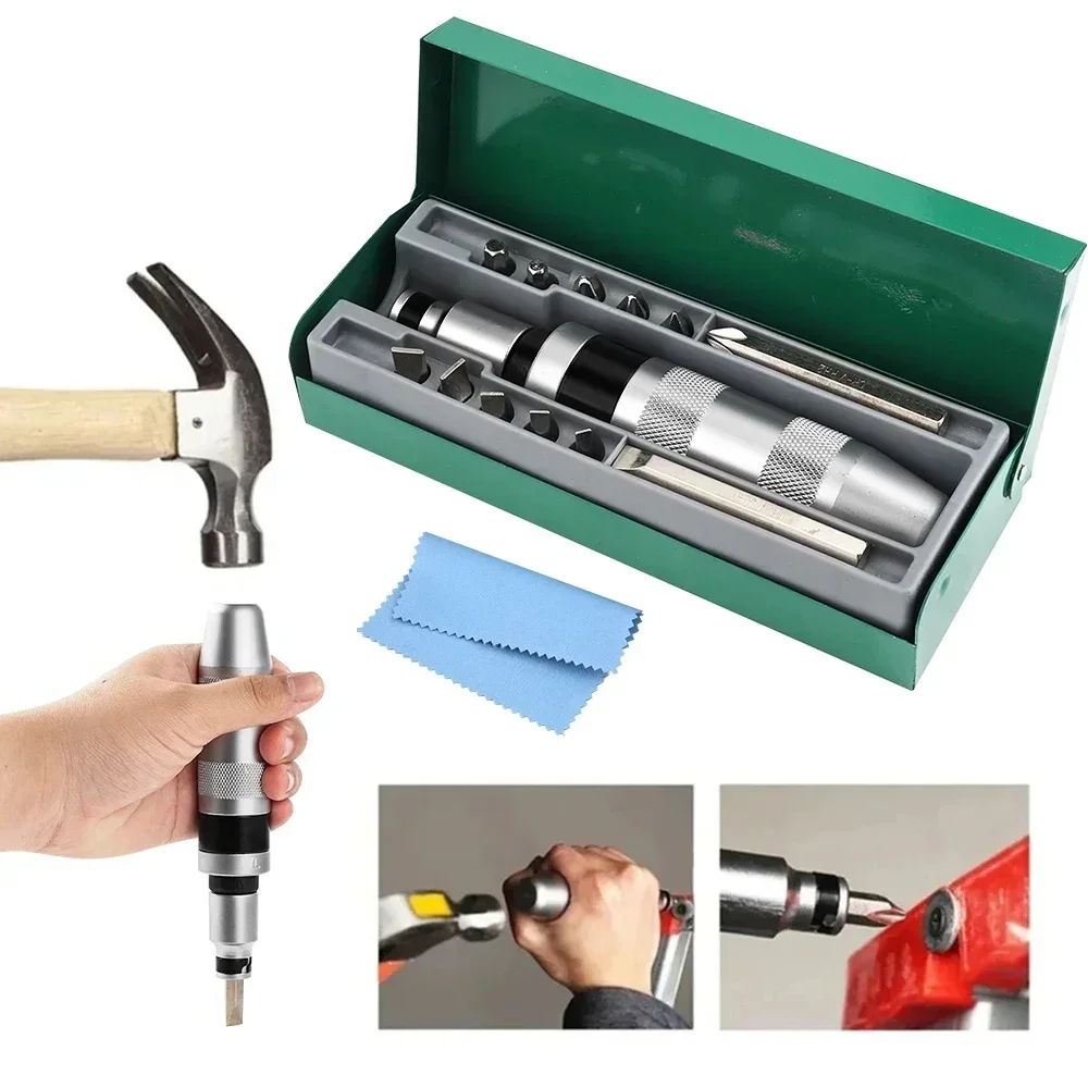 13Pcs Impact Screwdriver Set Shock Screw Driver Chisel Bits Multifunctional Screw Extractor Remover Repair Set Repair Tools