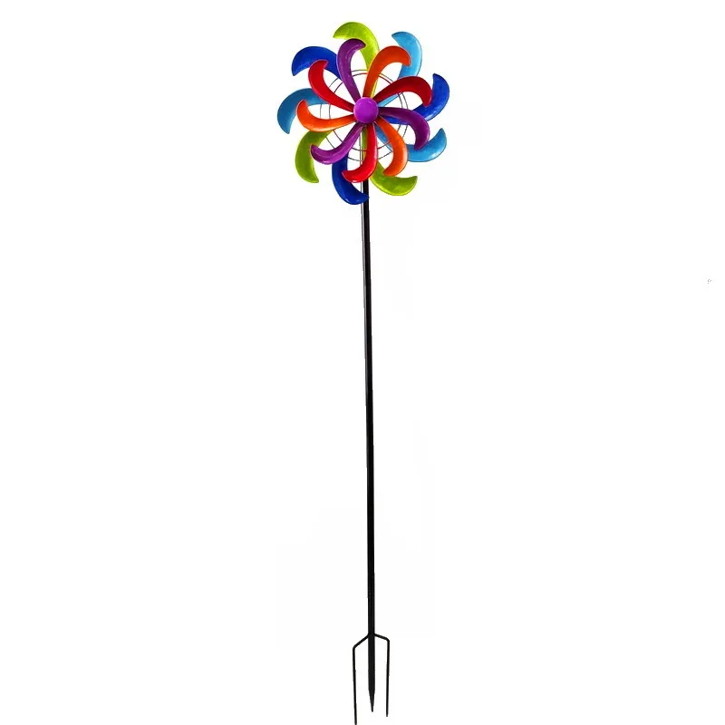 

Scenic area layout courtyard park decoration metal props outdoor iron colorful six-color small windmill