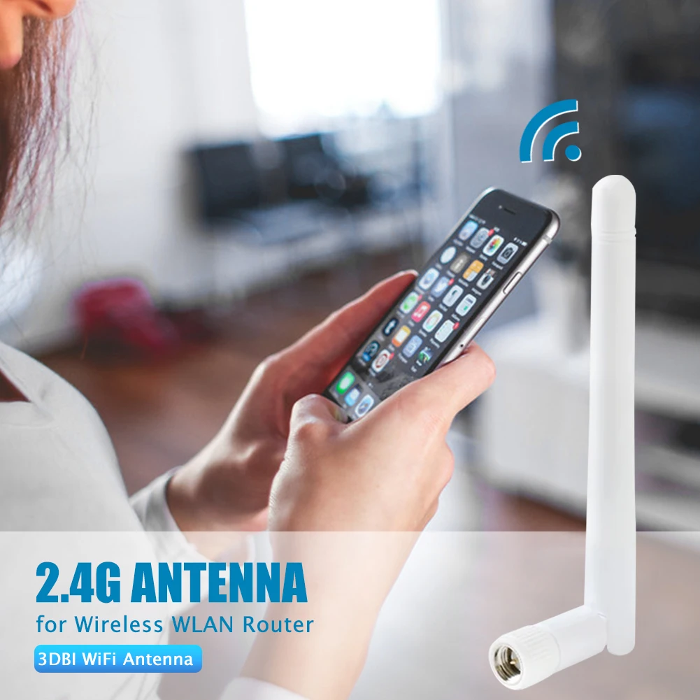 Router WiFi eksternal 3dBi 2.4G, Router antena luar ruangan Aerial dengan SMA Male Plug eksternal Omni antena WiFi untuk Router nirkabel