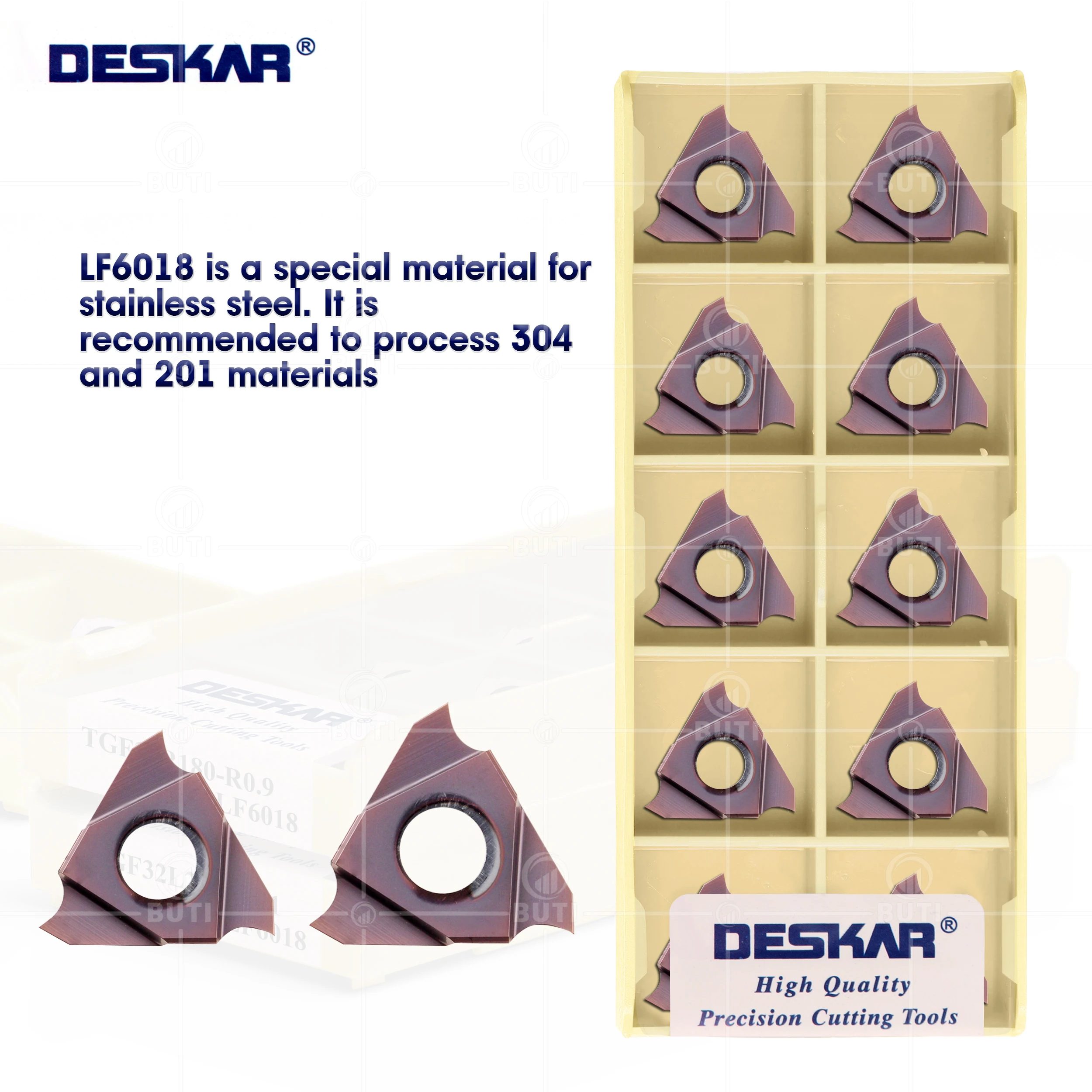 Deskar-lâminas de Fenda Verticais Carbide Grooving Inserções Torno Cnc Cortador Ferramentas Tgf32r L050300 Lf6018 100 Original Alta Qualidade
